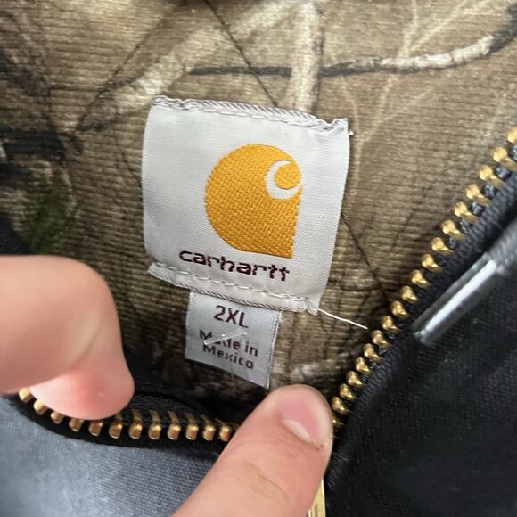 Vintage Carhartt Black Camo Lined Jacket Men’s XXL Canvas Workwear Zip-up J-140 - Picture 5 of 7